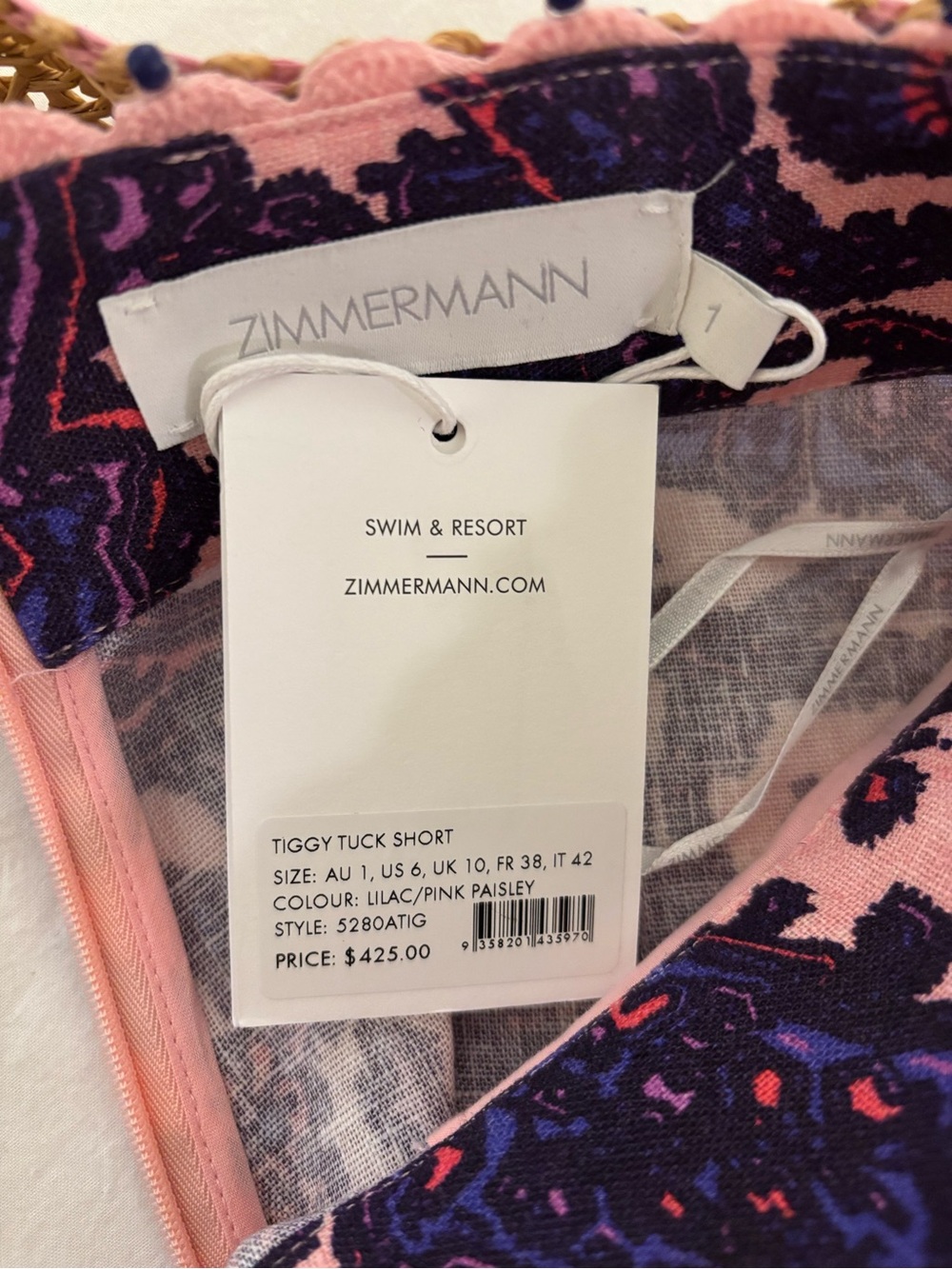🌸 Zimmermann Tiggy Tuck Short & Ribbed Tank Set — Lilac/Pink Paisley 🌸 - Picture 11 of 13